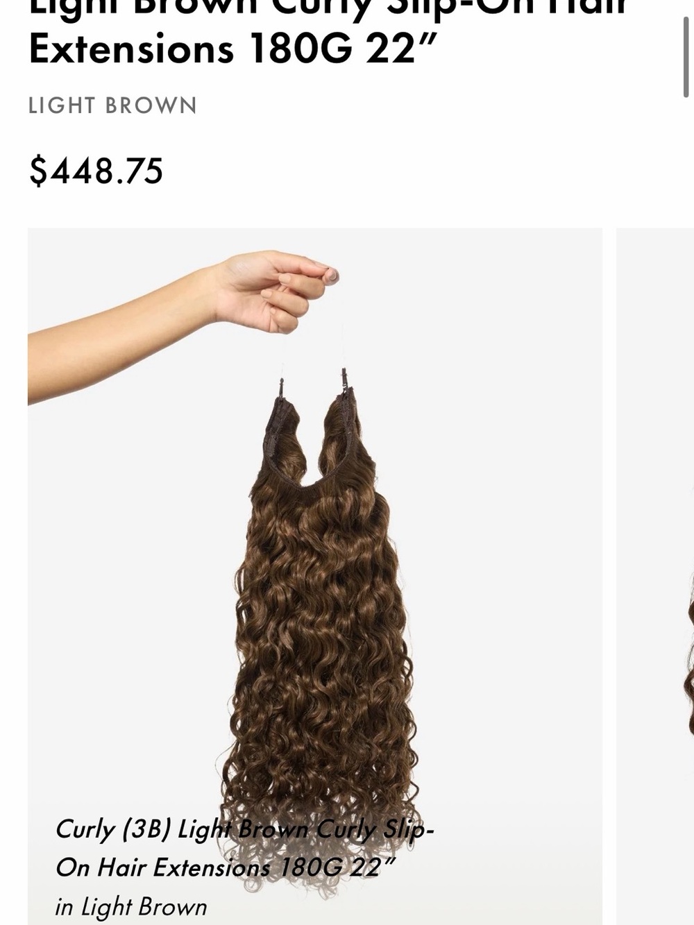 Bebonia Light Brown Curly Slip-On Halo Human Hair Extensions